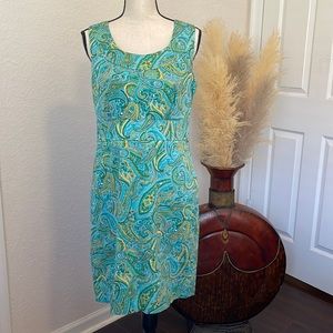 💚💛💙 Jones New York signature stretch, -8 Green blue and yellow Paisley dress
